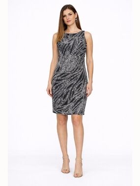 Pisarro Nights. Beaded‎ Cocktail Midi Dress.